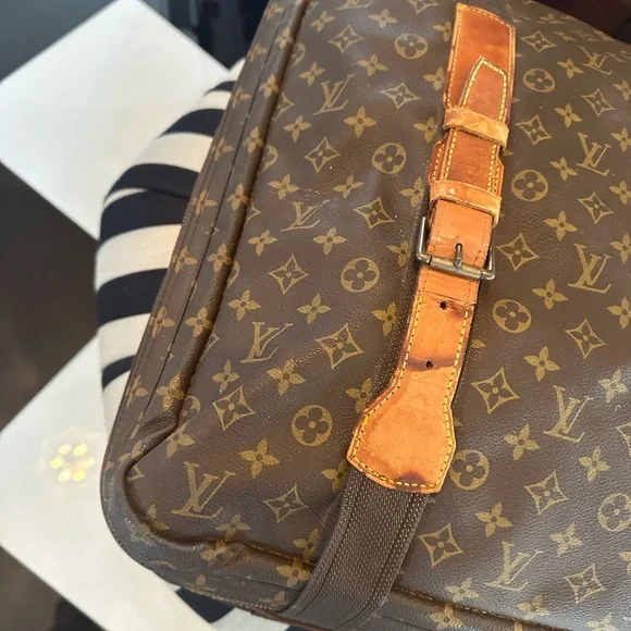 Louis Vuitton Brown Monogram Travel Bag with Leather Trim